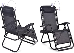 Leisure Zone Tumbona Zero Gravity Silla plegable ajustable con soporte para taza y soporte para teléfono precio