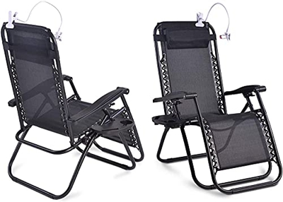 Leisure Zone Tumbona Zero Gravity Silla plegable ajustable con soporte para taza y soporte para teléfono