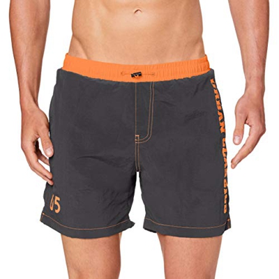 Urban Classics UC Logo Swim Shorts Bañador para Hombre, Gris Oscuro, 4XL
