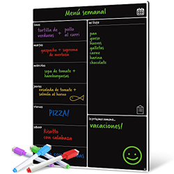 Smart Panda Pizarra Magnética Negra para Nevera - Ideal Planificador de Comidas Semanales, Lista de la Compra o Pizarra de Notas para la Familia - Cal características