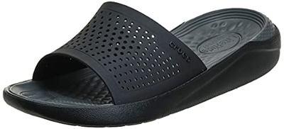 Crocs LiteRide Slide, Chanclas Unisex Adulto, Black/Slate Grey, 36/37 EU