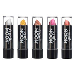 Cosmic Moon - Lápiz Labial Metálico - 5g - ¡Para unos labios metálicos fascinantes! - Set de 5 colores - Incluye: Plata, Dorado, Oro Rosado, Rosa, Roj en oferta