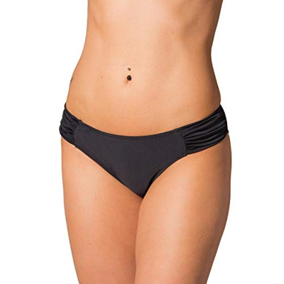 Aquarti Bragas de Bikini Talle Bajo Lateral Fruncido - Mujer, Negro, 40