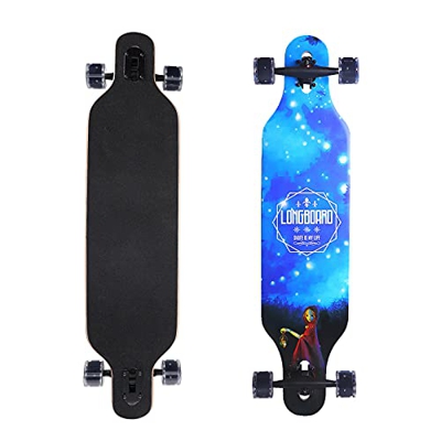 Longboard Skateboard Pro para principiantes, adultos y niñas, Brush Street Dance Board (azul)