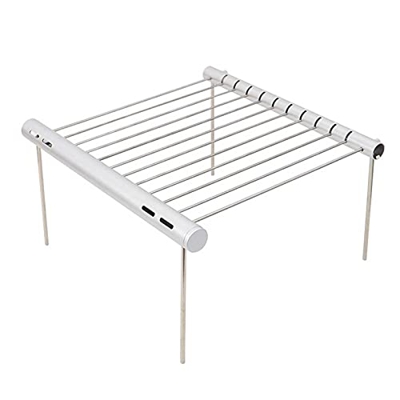 AUTOECHO Barbacoa de acero inoxidable, soporte de red para exteriores, soporte para quemador, puerta de acero inoxidable 304, parrilla de camping, par