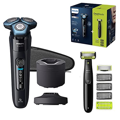 Philips S7783/78 Afeitadora eléctrica Wet & Dry serie 7000 con cuchillas de precisión de acero, sensor de control de movimiento y cabezales flexibles 