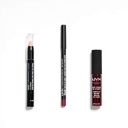 NYX Professional Makeup Kit de maquillaje de labios Copenhagen, Pintalabios Soft matte Lip Cream, Perfilador Suede Matte Lip Liner, Prebase Lip Primer en oferta