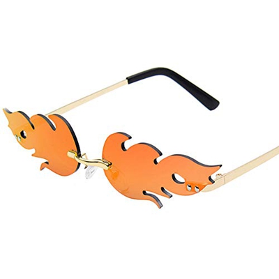 Gafas de Sol de Llama Fuego, Gafas de Sol de Llama, Gafas de Sol de Llama Sin Montura, Tendencias de Moda Sin Montura de Metal Estrecho Gafas de Sol p