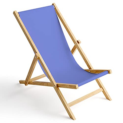 Ferocity Tumbona de Madera Plegable, Silla de Playa con Funda Intercambiable, diseño Azul 1 [119]