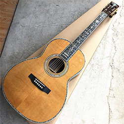 MLKJSYBA Guitarra Profesional 39 Pulgadas 000 Estilo Cedro Sólido Guitarra Acústica Real Alalone Incrustaciones De Ébano Fretboard Guitarra (Color : G características