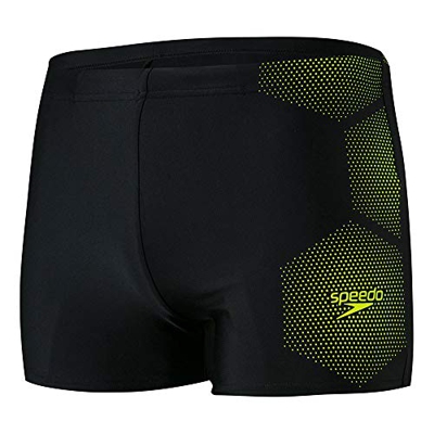 Speedo Tech Placement Aquashort Am Bañador, Hombre, Black/Fluo Yellow, 40