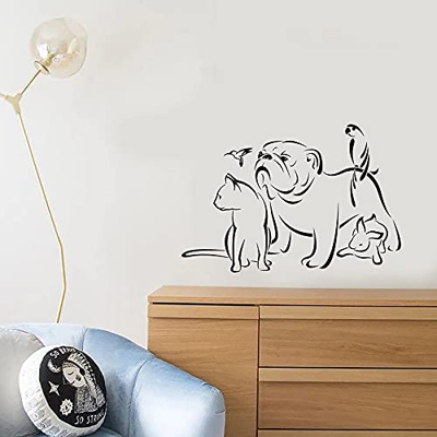 NSRJDSYT Calcomanía de Pared para Mascotas, salón de Aseo, Logotipo, Animales, Perro, Gato, Loro, pájaro, Conejo, Vinilo, Pegatina para Ventana, Tiend