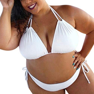 VODMXYGG Bikini Mujer Dividido BañAdores Bikini Sets Talla Grande Bañador Vacaciones Traje de baño de Color sólido con Cuello de Tiras