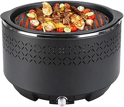 Barbacoa de carbón vegetal sin humo, parrilla de mesa portátil con fuente de alimentación microeléctrica, ventilador a pilas, barbacoa de exterior, pa