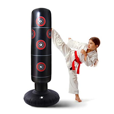 Saco de boxeo inflable de pie, 160 cm, resistente, con base