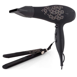 Suinga Set de Belleza SECADOR + Plancha. Secador 2000W, 2 velocidades, 3 temperaturas. Plancha de Pelo 35W, Calentamiento ultrarrápido. Placas cerámic características