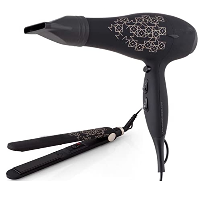 Suinga Set de Belleza SECADOR + Plancha. Secador 2000W, 2 velocidades, 3 temperaturas. Plancha de Pelo 35W, Calentamiento ultrarrápido. Placas cerámic