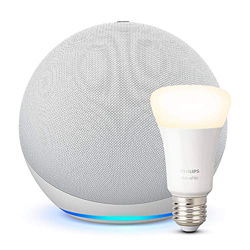 Echo (4.ª generación) | Sonido de alta calidad | Blanco + Philips Hue Bombilla Inteligente (E27), compatible con Alexa características