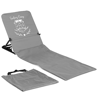 JEMIDI Esterilla de playa con respaldo - Tumbona portátil liviana 1.7 KG - Silla plegable con apoyo reclinable para camping piscina jardín pícnic