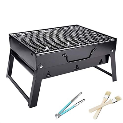 Parrilla plegable para barbacoa, parrilla de carbón de leña, plegable y portátil, para cocinar al aire libre, camping, senderismo, picnic, viajes, 35 