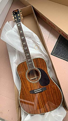 MLKJSYBA Guitarra 6 Cuerdas de Guitarra eléctrica acústica Personalizada Hecha de sólido Dorado marrón naturalfolk Pop guitarracústico Kits de Guitarr