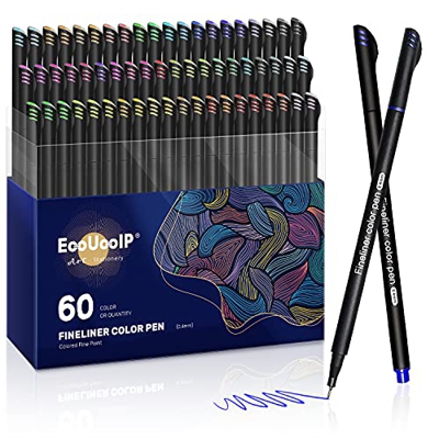 Rotuladores Coloring para niños, EooUooIP®️ 60 Colores Bolígrafos Para Colorear Plumas de Línea Fina con Punta Fina de 0,4 mm, Perfecto para Manualida