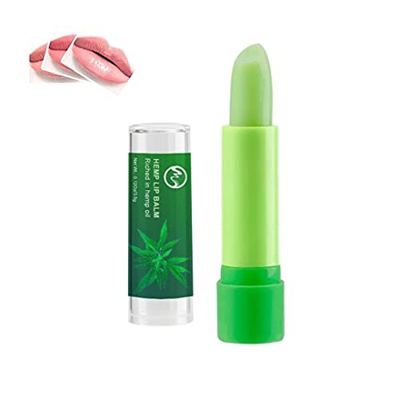 Lipstick pintalabios bálsamo labial mágico con aceite de semillas de cáñamo, cacao, aloe vera, aguacate y vitamina E. Hidratante duradero. Cambia de c