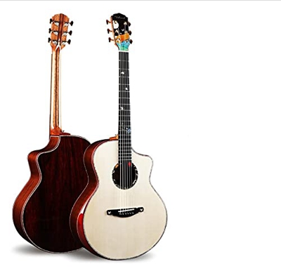 MLKJSYBA Guitarra Guitarra acústica Hecha a Mano,Tapa de Spruce sólido de 41 Pulgadas,Cacao sólido en Ambos Lados y Espalda, (Size : 41 Inches)