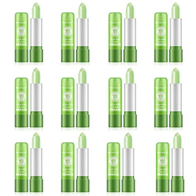JAWSEU 12 Piezas Barras de Labios hidratante Duradero pintalabios Cambia Color Natural lápiz Labial Aloe Vera pintalabio, Lipstick pintalabios mágico 