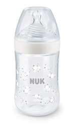 NUK Nature Sense Biberon | 0-6 Meses | Control De Temperatura | Tetina De Silicona | Válvula Anticólico | Sin Bpa | 260 Ml, Clear en oferta