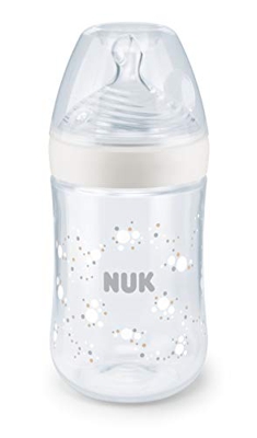 NUK Nature Sense Biberon | 0-6 Meses | Control De Temperatura | Tetina De Silicona | Válvula Anticólico | Sin Bpa | 260 Ml, Clear