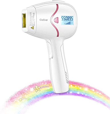 Depilación permanente IPL, dispositivo de depilación láser Creliver con 2 modos y 5 intensidades, para axilas, cara, bikini, brazos, piernas… (55000)