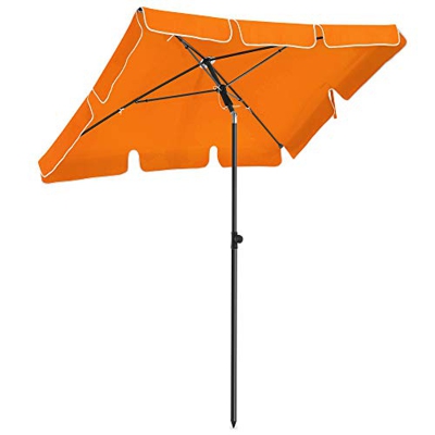 SONGMICS Parasol rectangular para balcón 2 x 1,25 m, Protección UPF 50+, Parasol inclinable, Lona recubierta de PA, Bolsa de transporte, Terraza jardí
