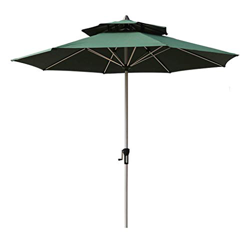 AWJ Garden Sun Parasol 2,7 m para exteriores Patio Cafe Doble Top Paraguas manivela aluminio (sin base) en oferta
