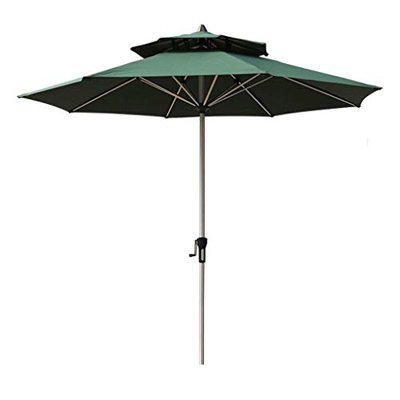 AWJ Garden Sun Parasol 2,7 m para exteriores Patio Cafe Doble Top Paraguas manivela aluminio (sin base)