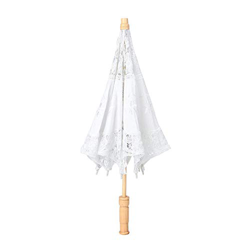 Samfox Paraguas de Encaje, Encaje Flor Bordado Sombrilla Paraguas de Verano Fotografía de La Novia de La Boda Paraguas(L-Blanco) precio