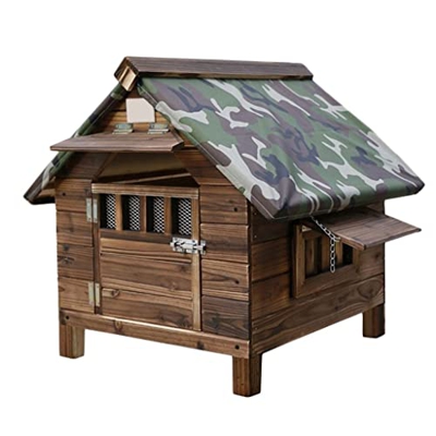 zuyang Casa de Madera para Perros al Aire Libre para Perros Grandes Casa de Mascotas con Cubierta para la Lluvia Casita de Perro de Madera Resistente 