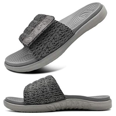 ONCAI Gris Sandalias de Piscina Hombre Punta Abierta Correa Ajustable Pantuflas Verano Ortesis de Soporte de Arco Deportes Zapatillas Playa Talla 43