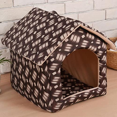 Stronrive Caseta para Gato/Perros Exterior, Caseta para Perros, Casa para Perros Interior Al Aire Libre Refugio para Cachorros, Refugio Plegable con F