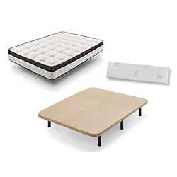 HOGAR24 Colchón Viscoelástico Reversible Bioluxe 3D + Base Tapizada con Patas De 26 Cm+ Almohada 100% viscoelástica 135x190cm precio