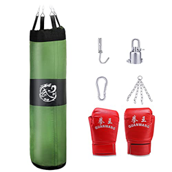 TTLIFE Kit de Sacos de Boxeo 5-en-1 Sin Relleno，150 cm Bolsa Pesada de Kick Boxing Carga hasta 35 kg，Entrenamiento de Boxeo con Sacos de Arena，para ni características