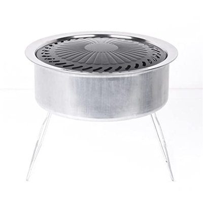 Cámping Barbacoa Carbón Plegable Barbacoa Brasero de Acero Inoxidable Portátil Portátil Dual Propósito Barbacoa Cámping Barbacoa (Color : Silver)