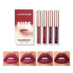 4 unids / set juego de brillo de labios terciopelo mate lápiz labial líquido impermeable de larga duración nutrir hidratante tinte de labios belleza c características