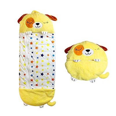 Saco de dormir para niños, cómodo y divertido, plegable y suave, para ver películas, jugar, leer, camping, etc. (amarillo)