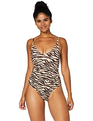 Marca Amazon - IRIS & LILLY Bañador Moldeador Mujer, Multicolor (Zebra)., L, Label: L