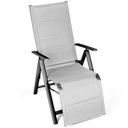Vanage Silla de Jardín, Camping, Terraza y Balcon, Silla con Reposapiés, Plegable, con o sin Acolchado en Negro o Gris precio
