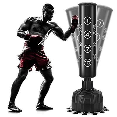 Tribesigns Saco de boxeo de pie, de 68 pulgadas, con base de ventosa para adultos y jóvenes, para entrenamiento de boxeo, gimnasio, casa (negro + núme