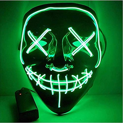 TK Gruppe Timo Klingler Máscara de terror LED roja - como de Purge con 3 efectos de luz, controlable, para Halloween como disfraz para hombres y mujer