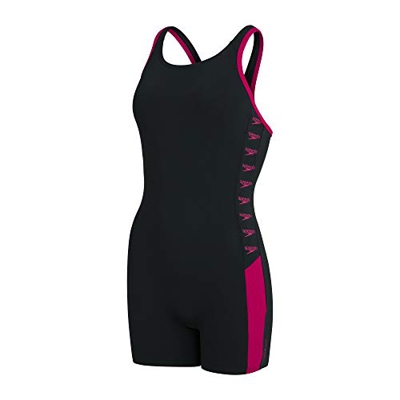 Speedo Boom Logo Splice Traje de Baño de Una Pieza, Mujer, Negro (Noir/Rose Électrique), 4XL