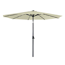 LARS360 Sombrilla con luz LED solar para jardín de poliéster, diámetro de 300 cm, beige, sombrilla para terraza, resistente al agua, sombrilla ajustab en oferta